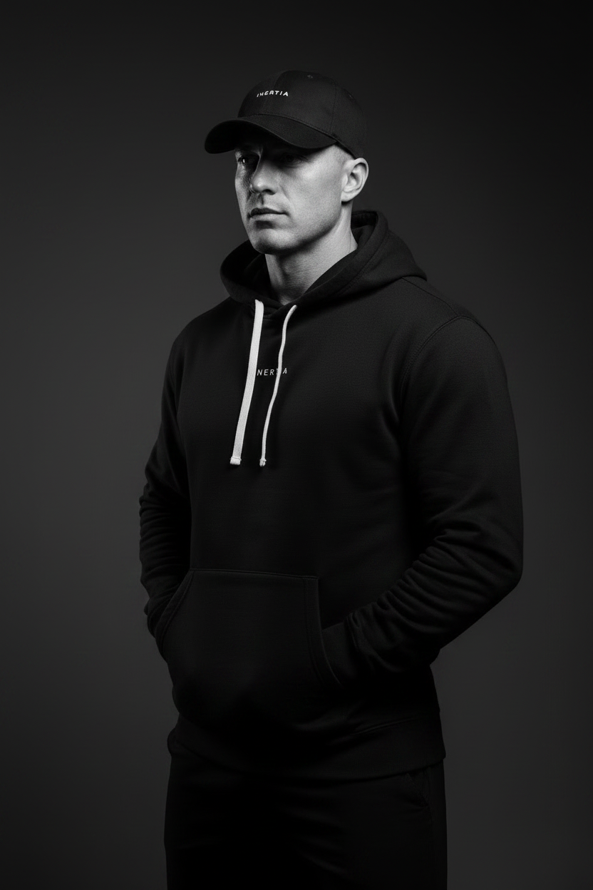 Man in INERTIA Hoodie and Cap - Effortless Pose